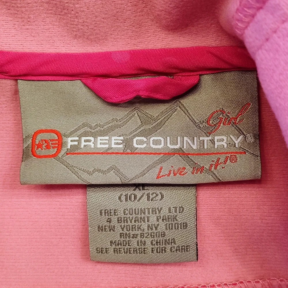 Girl's Free Country Bright Pink Polka Dot Softshell Hooded Jacket Size XL 10/12 - Picture 4 of 14